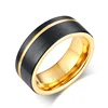 Fashion Jewelry Matte Black And Gold Tungsten Rings For Men