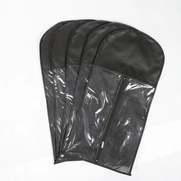 High Quality Printed Transparent Zipper Non Woven Wig Packaging Bag With Hangers