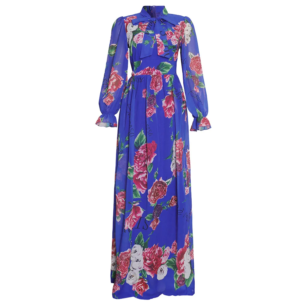 2021 Newest Long Dress Plus Size Women Chiffon Floral Printed Maxi ...