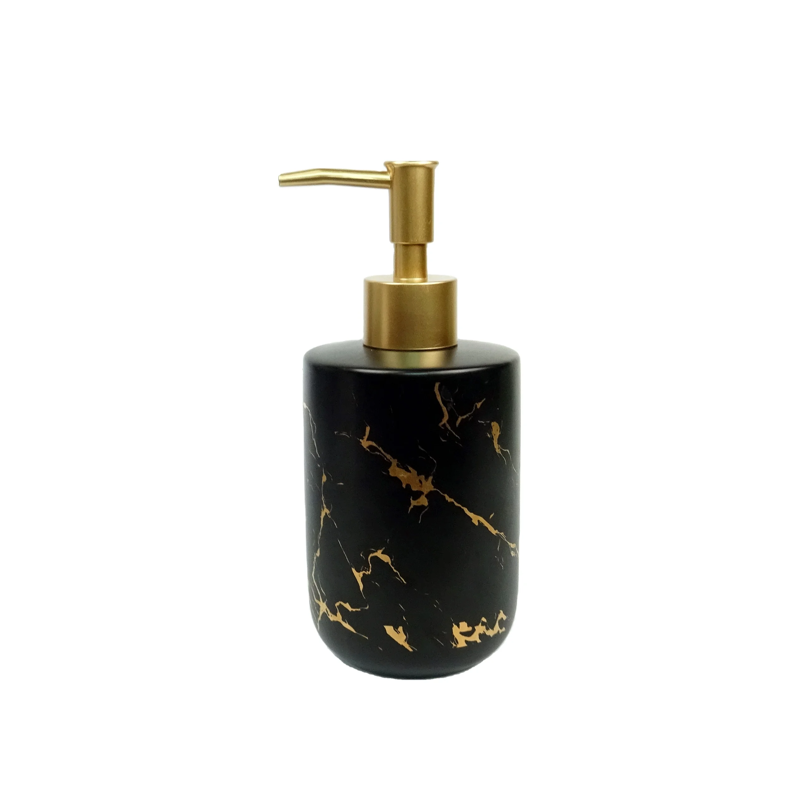 Luxury Marble Design Ceramic Black Gold White Shampoo Bathroom Set Liquid Soap Dispensers with Lotion Pump Bottles manufacture