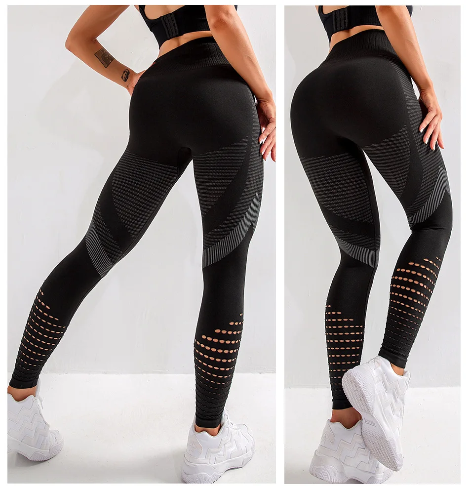 Wholesale Ladies Sexy High Waisted Compression Hollow Out Mesh Fitness ...