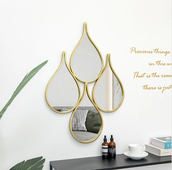 Modern Nordic Classic Gold Metal Frame Wall Hanging Luxury Teardrop Mirror For Wall Decor Buy