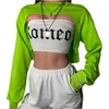 Fashion Sexy Fluorescence Green Design Long Sleeve Women Cool Girl Short Crop Top Sweatshirt