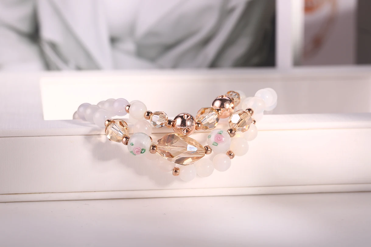 Glass bead bracelet High quality stone jewelry factory lady gift beaded bracelet(图2)