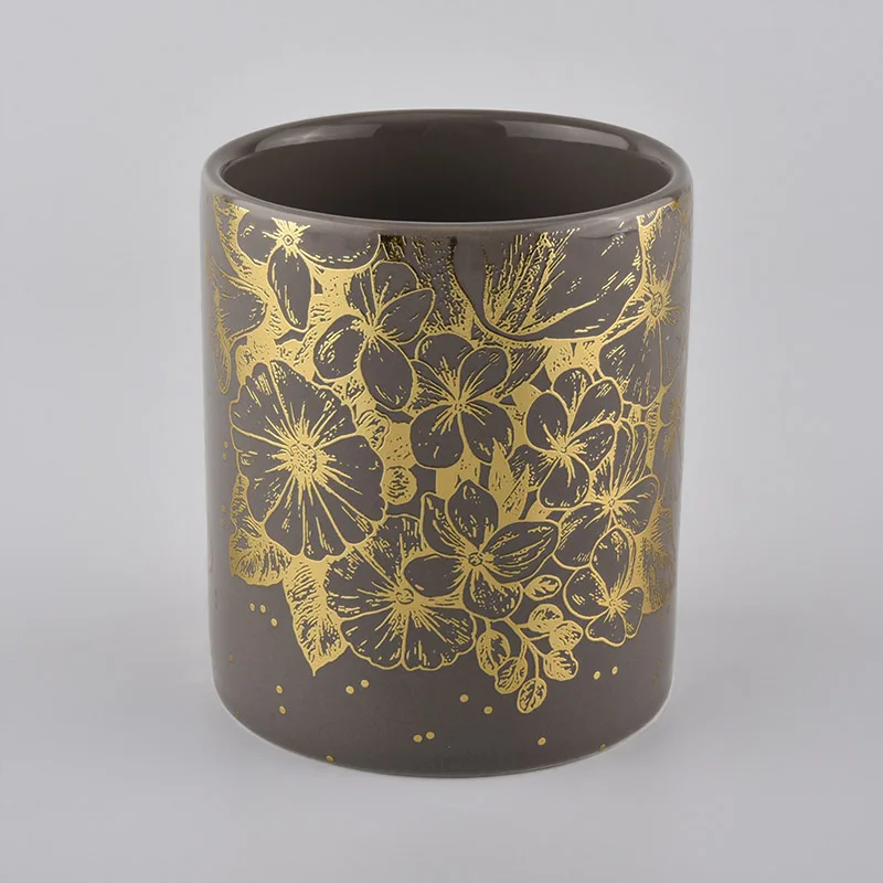 brown glazing glossy ceramic candle jars