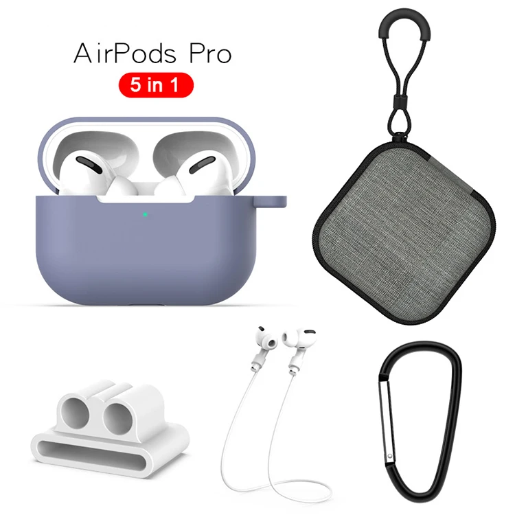 Silicone Case for AirPods Pro Protective AirPods Pro Case Set Earphone Accessories with Straps Storage Bag