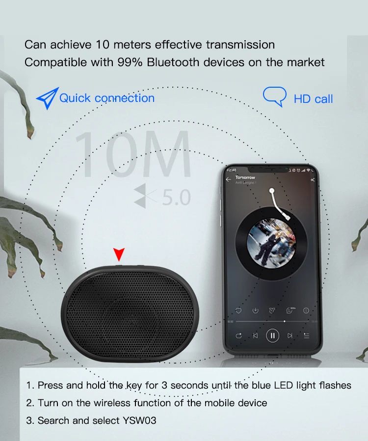 Yesido أحدث 10W باس صوت ستيريو المنزل حزب مكبرات الصوت اللاسلكية المحمولة البسيطة سمّاعة بلوتوث