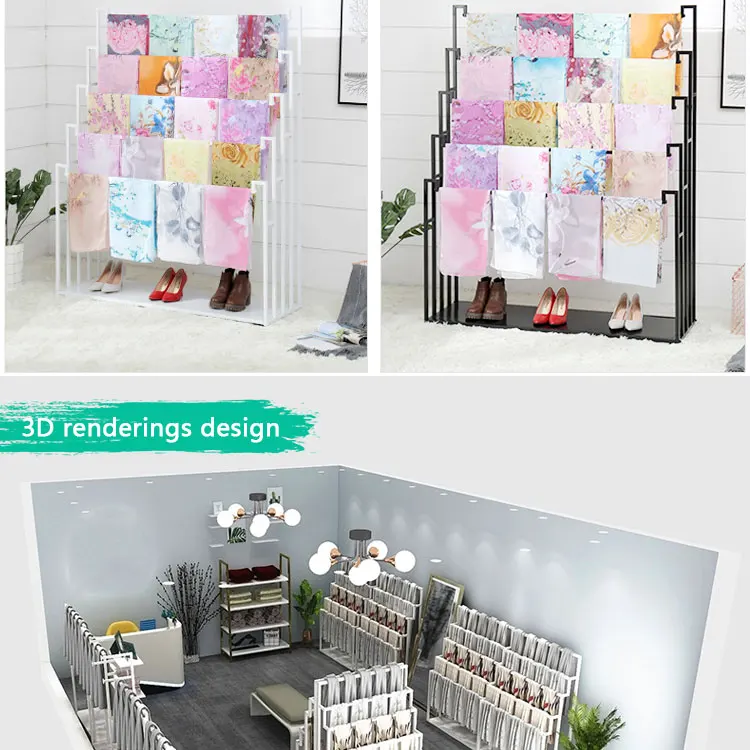 Fashion Design Display Boutique Fabric Store Shelving Stainless Scarf