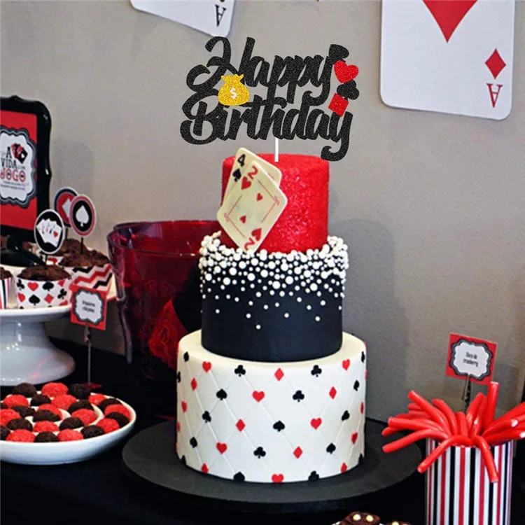 Poker Gateau Topper Anniversaire Decorations Casino Scene Carte A Jouer Theme Choix Pour Adultes Homme Femmes Evenement Fournitures De Fete D Or Buy Poker Gateau Topper D Anniversaire Decorations Casino Scene Carte A