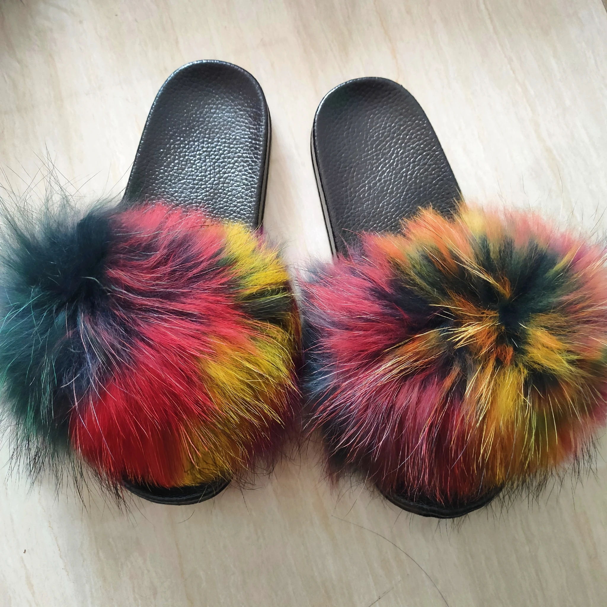 real racoon fur slides