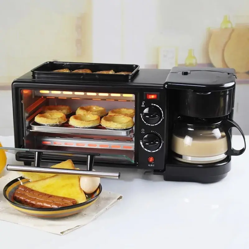 Home Mini Multi-function Breakfast Electronically Oven Coffee Machine Fried Boiled 3-in-1 Breakfast Kitchen Oven