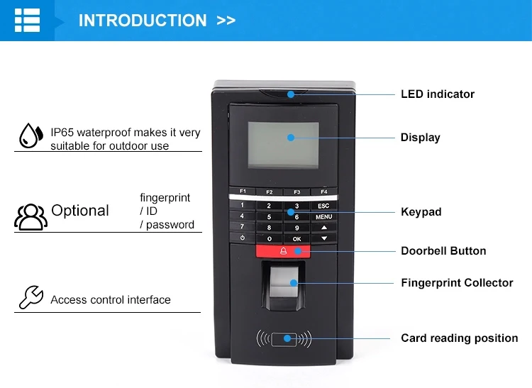 F20 Biometric Fingerprint Access Control And Time Attendance Buy F20