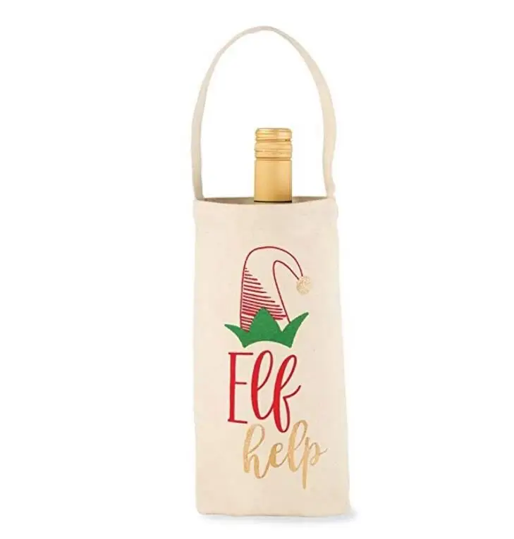 Canvas Christmas Wine Bottle Bag