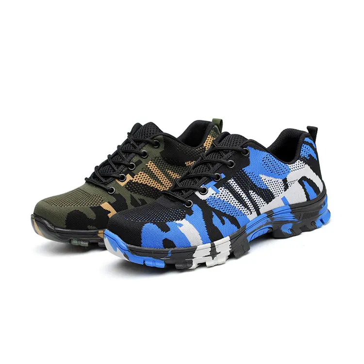 blue camo steel toe shoes