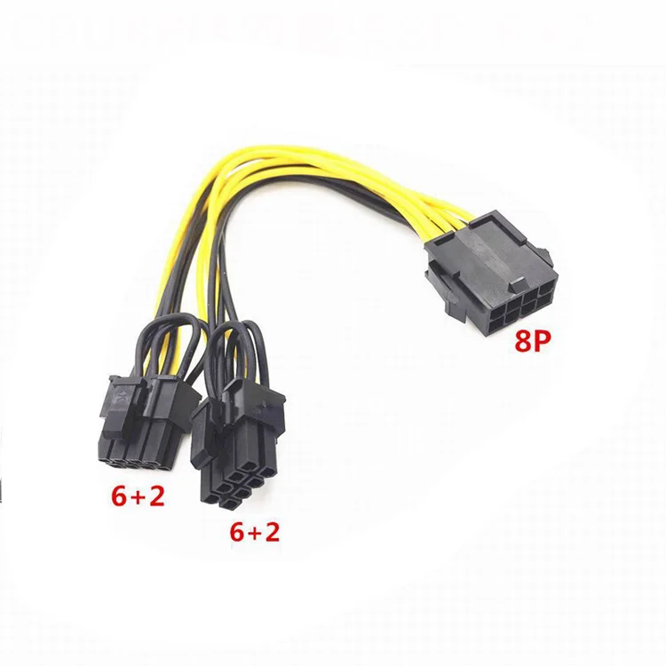

Hot Sale PCI-Express PCIE 8 Pin to Dual 8 (6+2) Pin Video Card Adapter Power Supply Cable