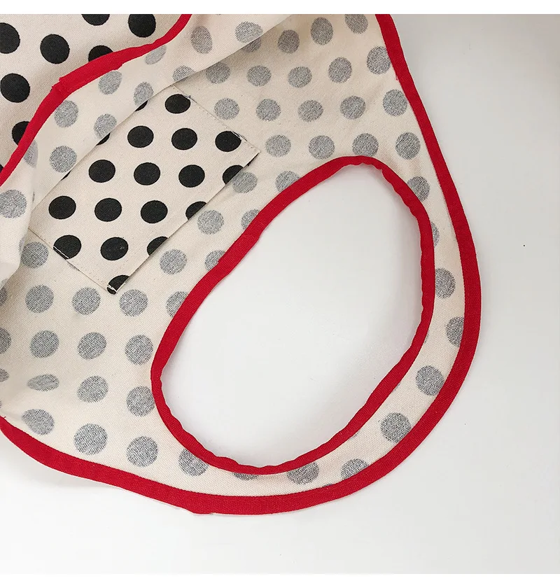 2024 Japanese Style Canvas Shopping Bag Fashionable Dot Casual Shoulder Handbag Outdoor Canvas Shopping Bag