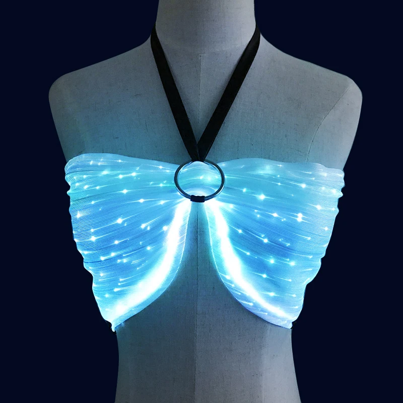 Halter Halt Up Strapless Sexy Fiber Optic Led Light Up Bra And Panties