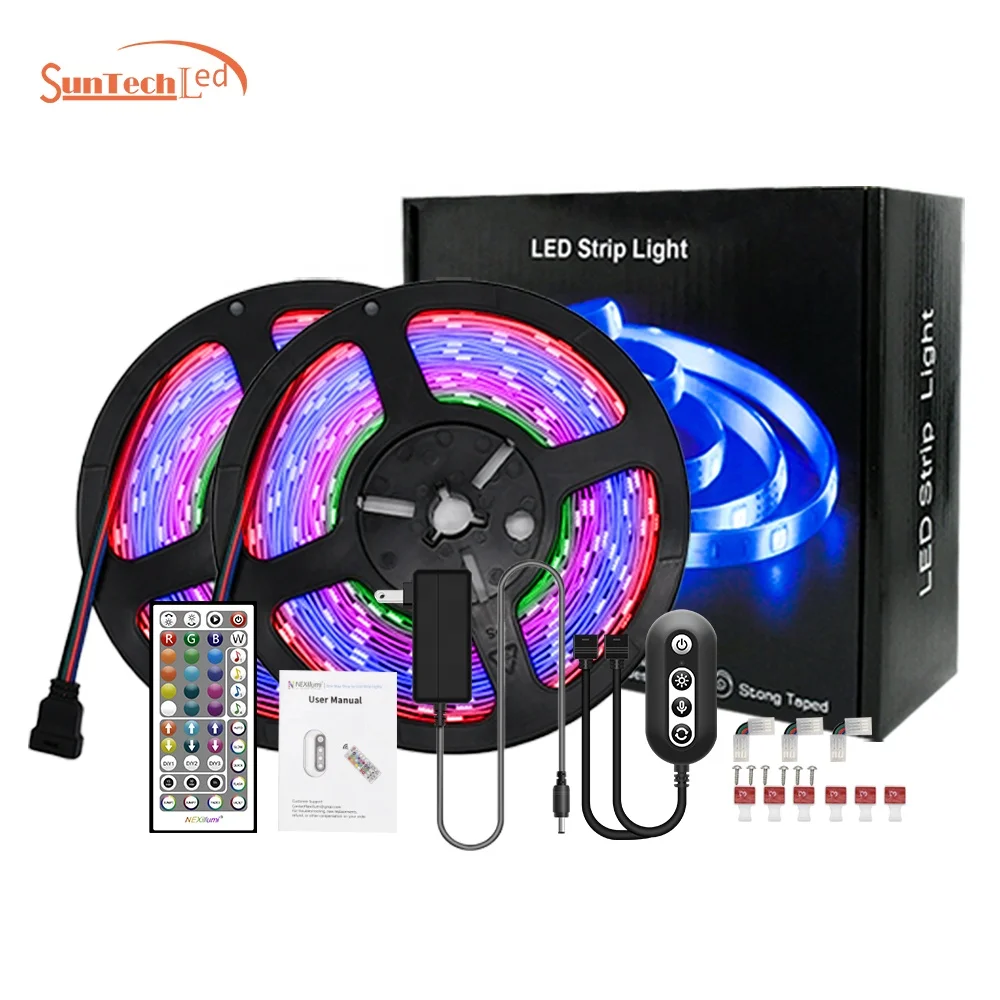 Amazon  Aliexpress supplier  10M 5050 RGB Power adapter 44 Key Remote controller mobile App   LED strip kit/set lights