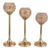 European Hotel Decoration Supplies Factory Direct Wedding Props Wholesale Gold Crystal Lace Ball Single Head Candlestick