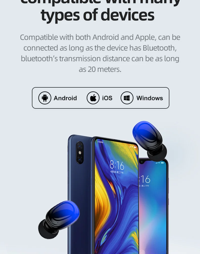 HBQ Q82 V5.0 Mini TWS Wireless Bluetooth Earphone 20H Play Time Wireless Headphones Bluetooth Headset With Mic for Phone - ANKUX.COM