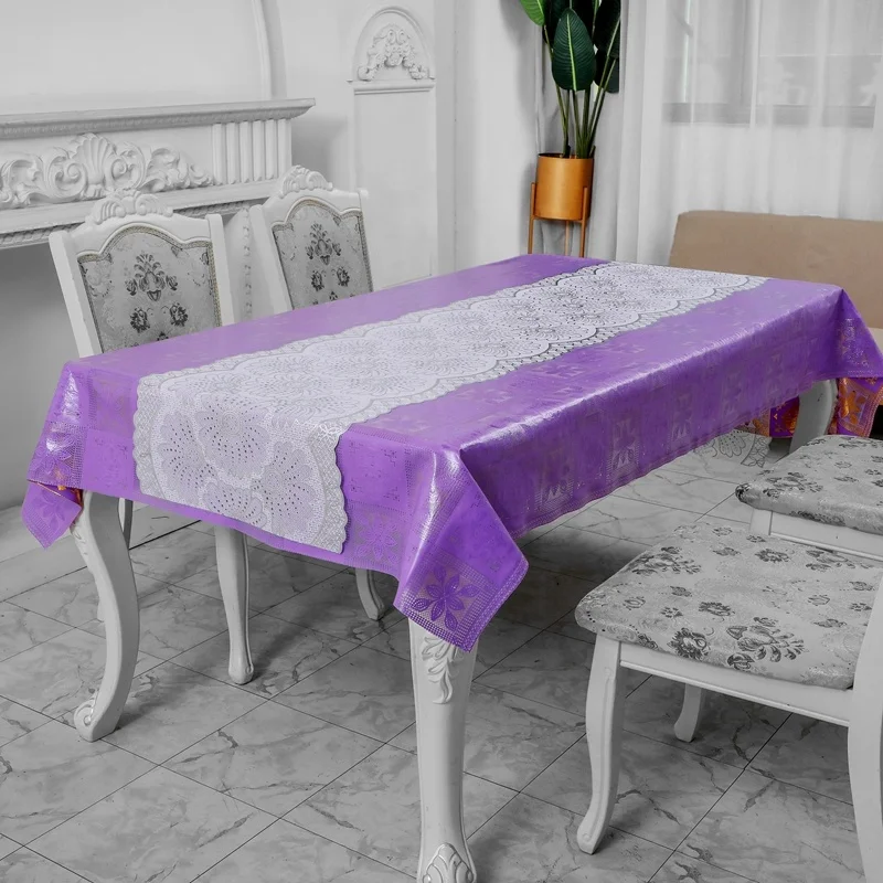 Wholesale New Series Silver Chinese Pvc Lace Table Cover 50cm*20m Stamp
