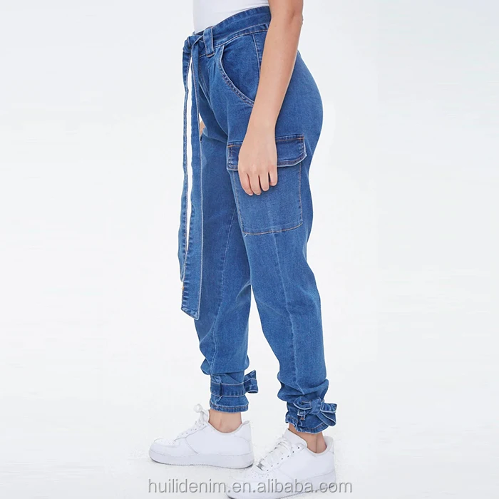 ladies denim cargo pants