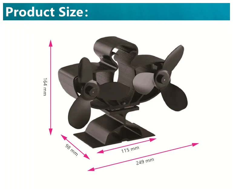 Oem Wood Stove Fan 6 Blades Double Motors Fireplace Fan,Dual Fan For