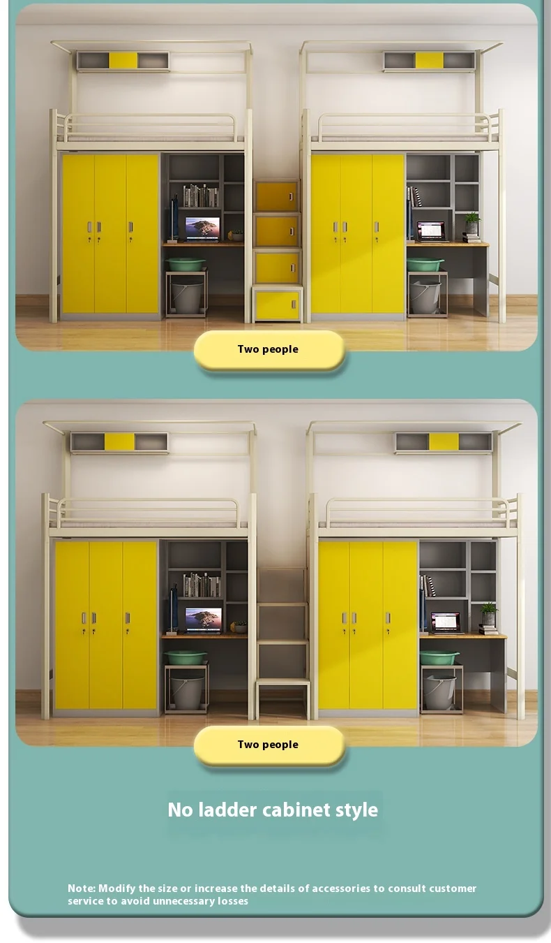 product modern design multifunctional iron high low bunk bed college dormitory and apartment bed with desk for school-8