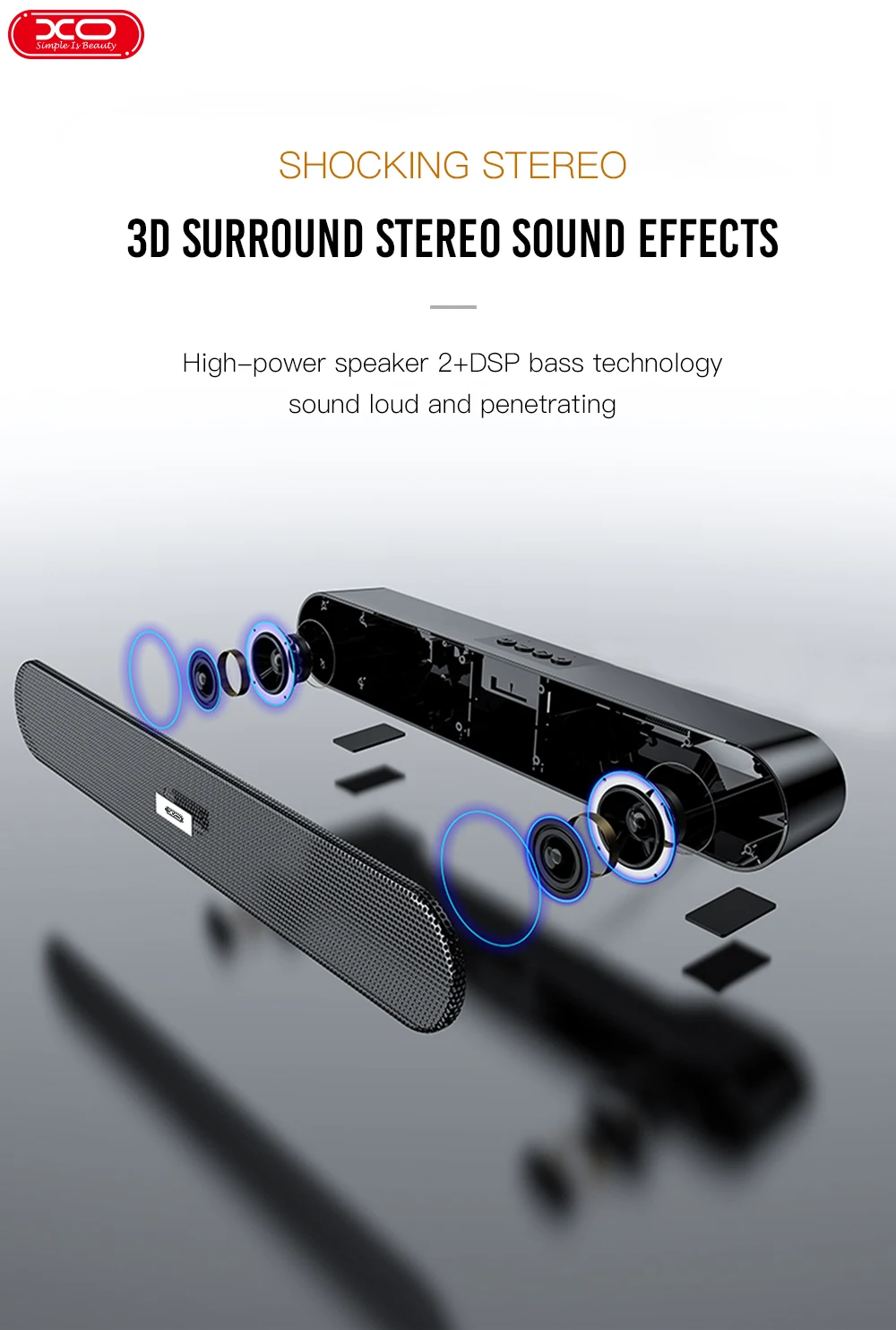XO-F15 China Speakers Manufacture Long Table Handsfree Speaker Multi-function Connection Dual Sound Wireless Bluetooth Speaker - ANKUX.COM