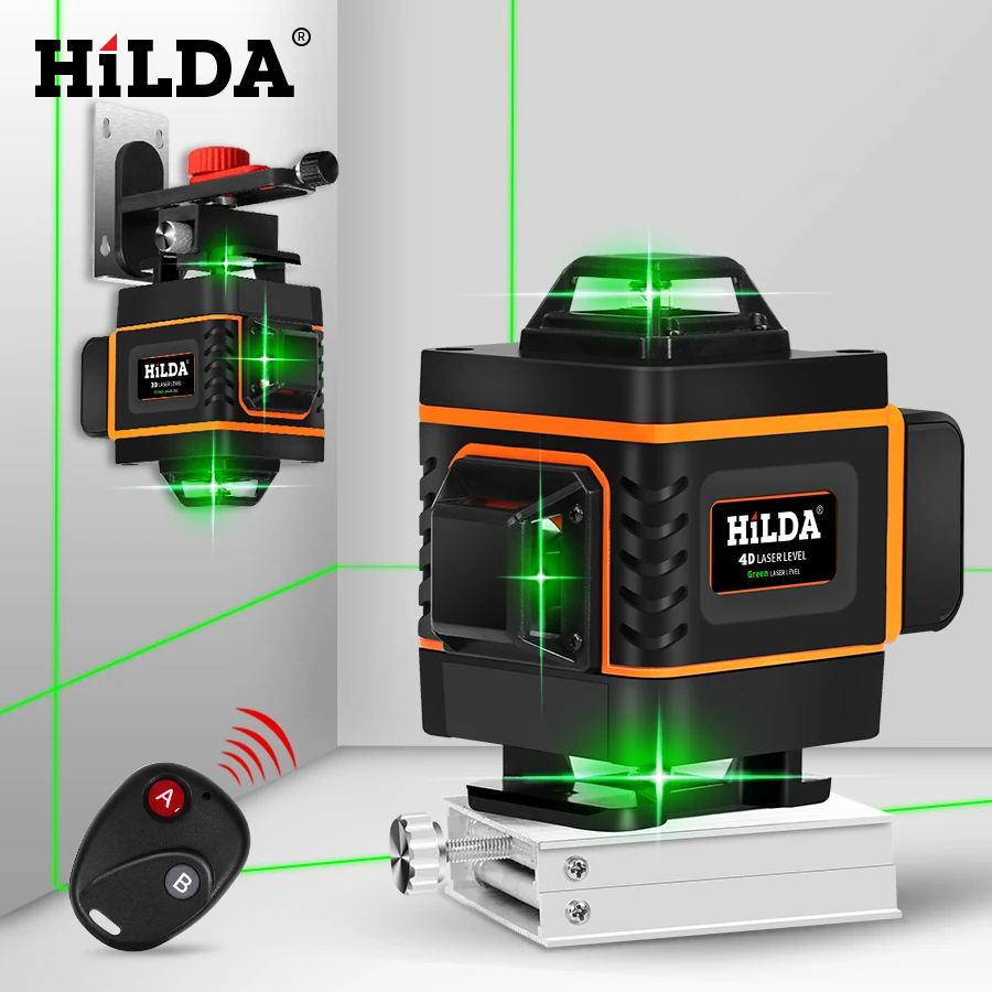 Hilda — niveau laser 4D vert 16 lignes à nivellement automatique, projection horizontale et verticale à 360 degrés, niveau laser 4d/Hilda