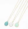 Simple drop-shaped turquoise set with long delicate chain necklace