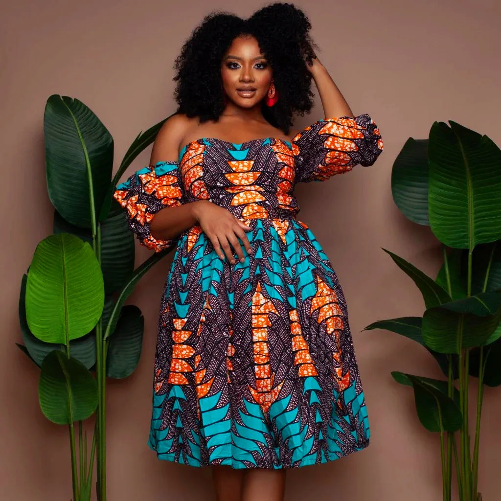 2020最新非洲风格衣服露肩连衣裙