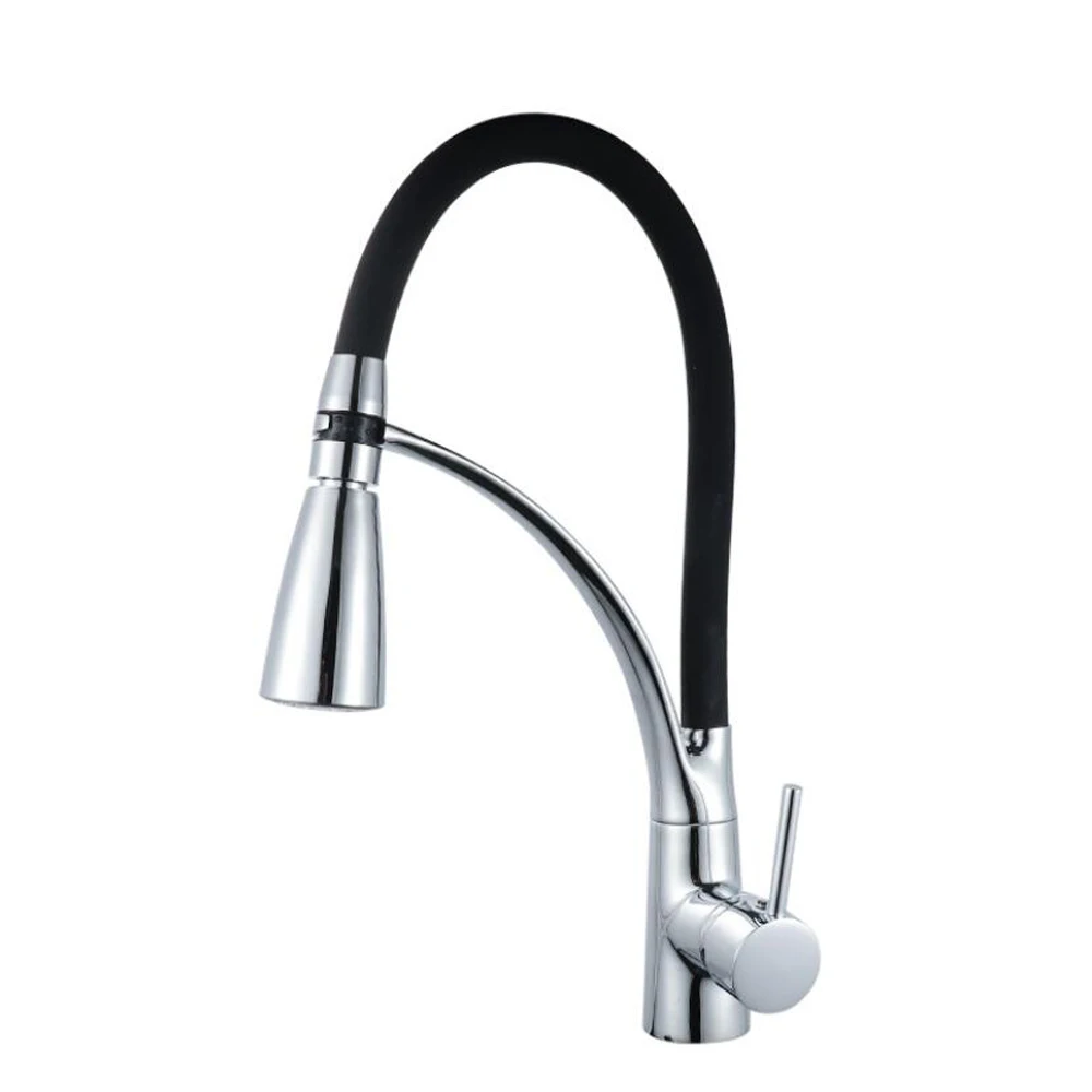 kitchen faucet pull down spray with colorful LED light for Kitchen sink brass material single handle pull down kitchen faucet