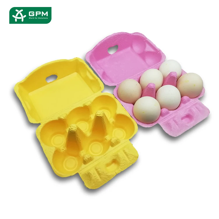 Molded Fiber Paper Pulp Custom Colour Egg Carton Biodegradable 6 Pack