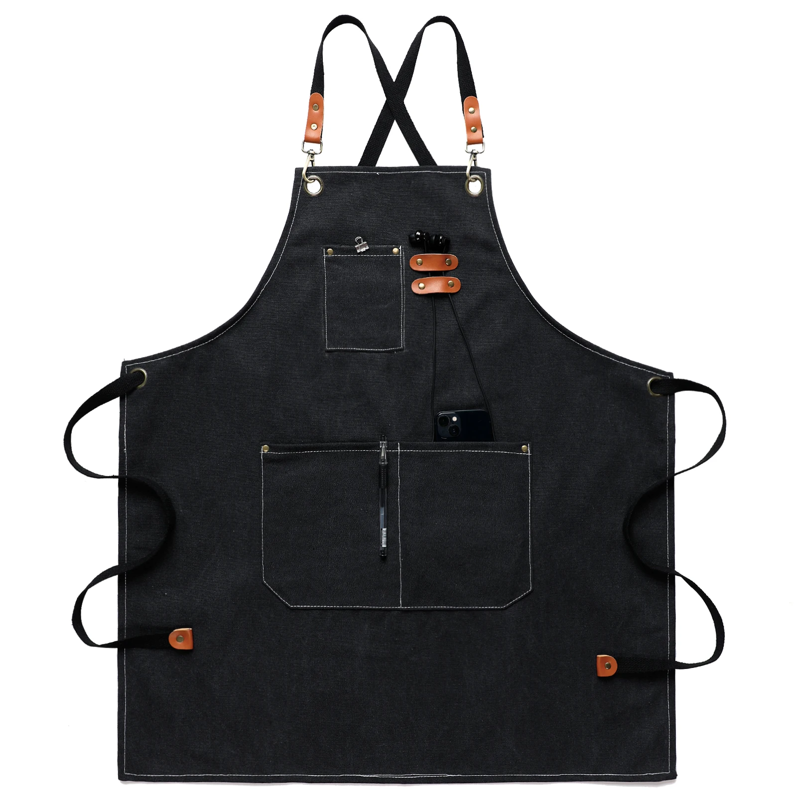 Canvas Work Aprons For Men With Pockets,Adjustable Strap And Large ...