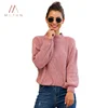 2019 New Design Batwing Sleeve Plain Knitted Sweater Loose Short Pullovers