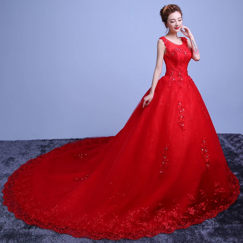 red color wedding bridal gowns dress for marry
