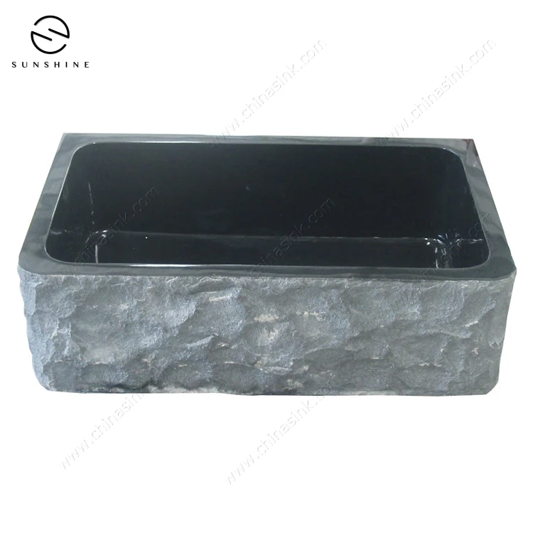 Natural China Shanxi Black Granite Stone Apron Single Bowl Kitchen Wash Sink