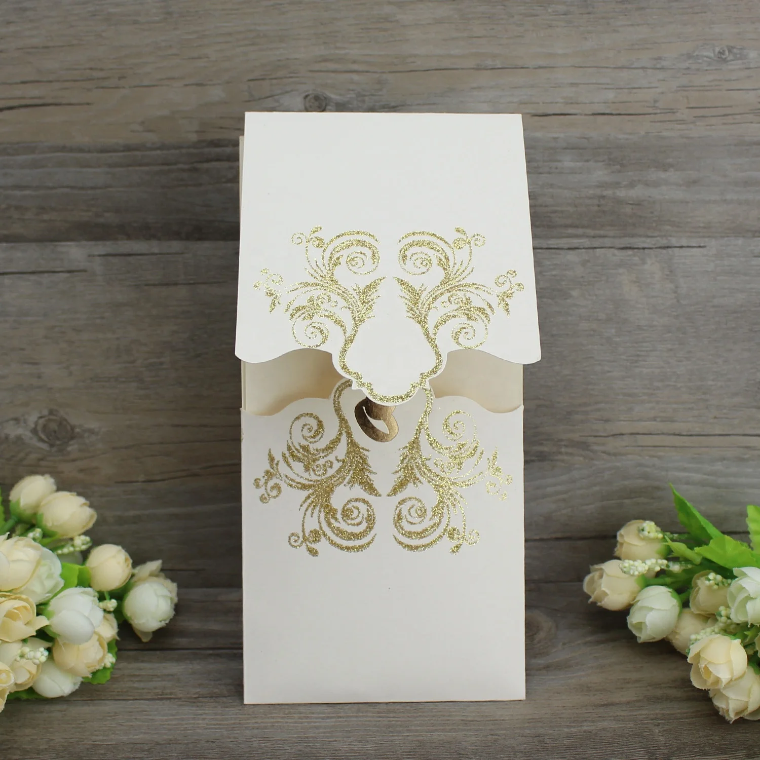 2020 Wholesale Elegant Foil Rings Gold Wedding Pocket Invitation - Buy