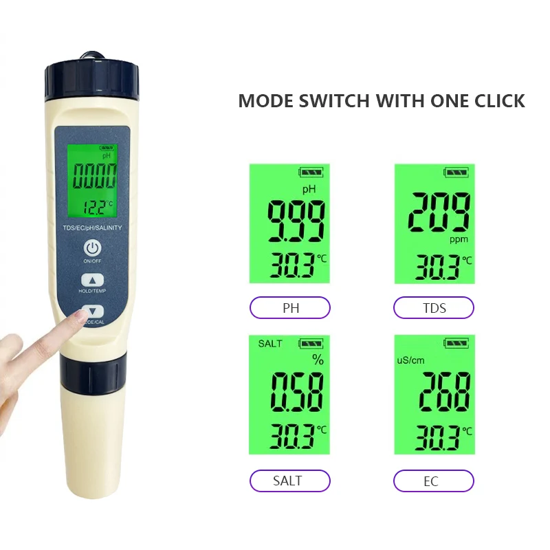 5in1 High Accurate Ph/tds/ec/salt/temp Water Testing Equipment Multi