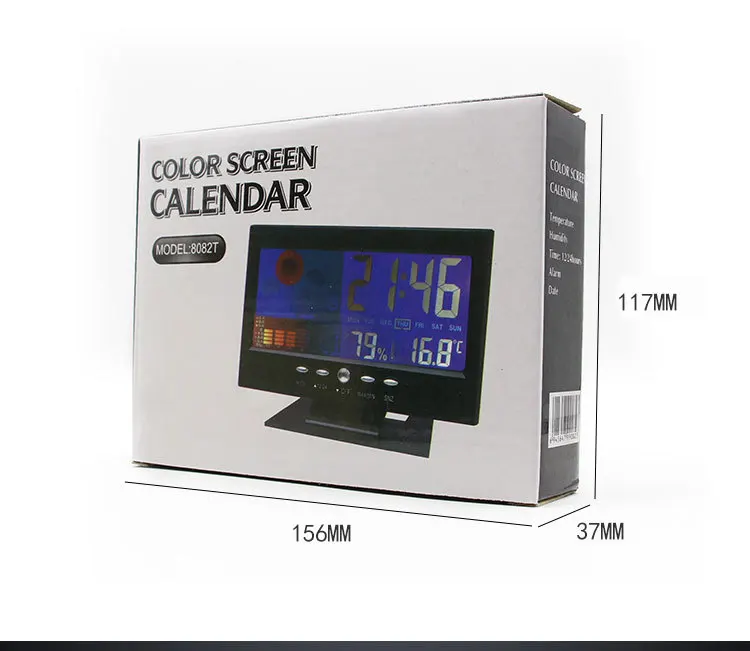 Cross-Border 8082T Large Screen Smart Table Clock Color Screen Display for Home Voice-Controlled Electronic Alarm Measures