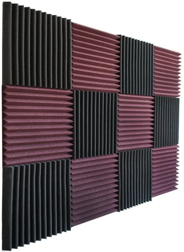 Bostop Burgundy/charcoal Acoustic Panels Studio Foam Wedges Acoustic