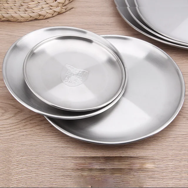 Fashion Round Korean Stainless Steel Luxury Gold Dishes Food Dinner