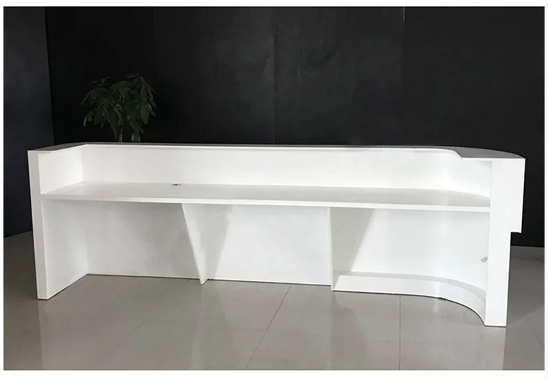 Modern Office Small White Reception Desk Salon Led Cash Counter Hotel