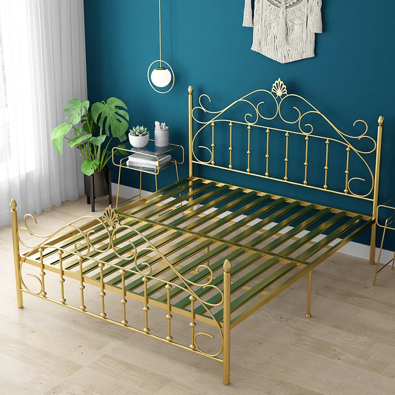 2020 Golden Color Metal Beds Frame Steel Beds Foundation Queen Size