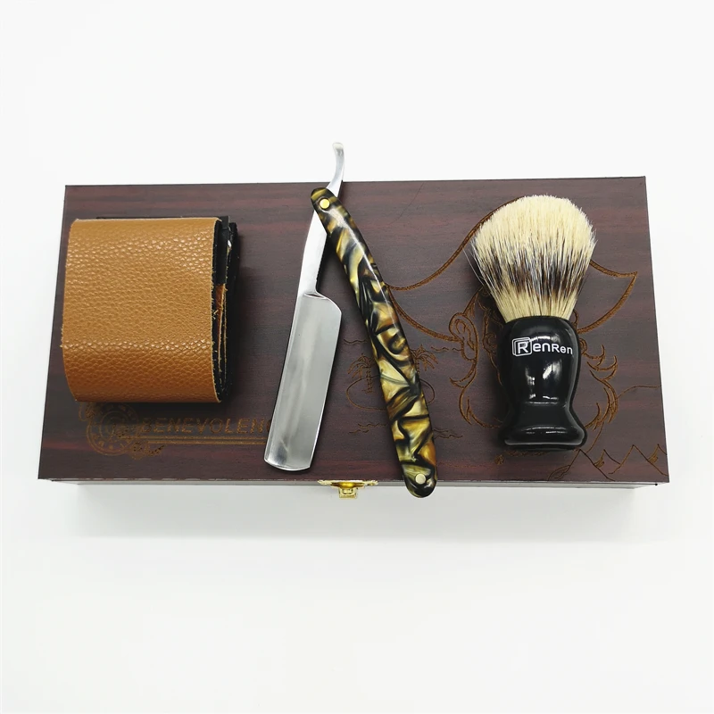 bs36 亚马逊热销批发男士黑金剃刀剃须套装集剃须刷理发美发
