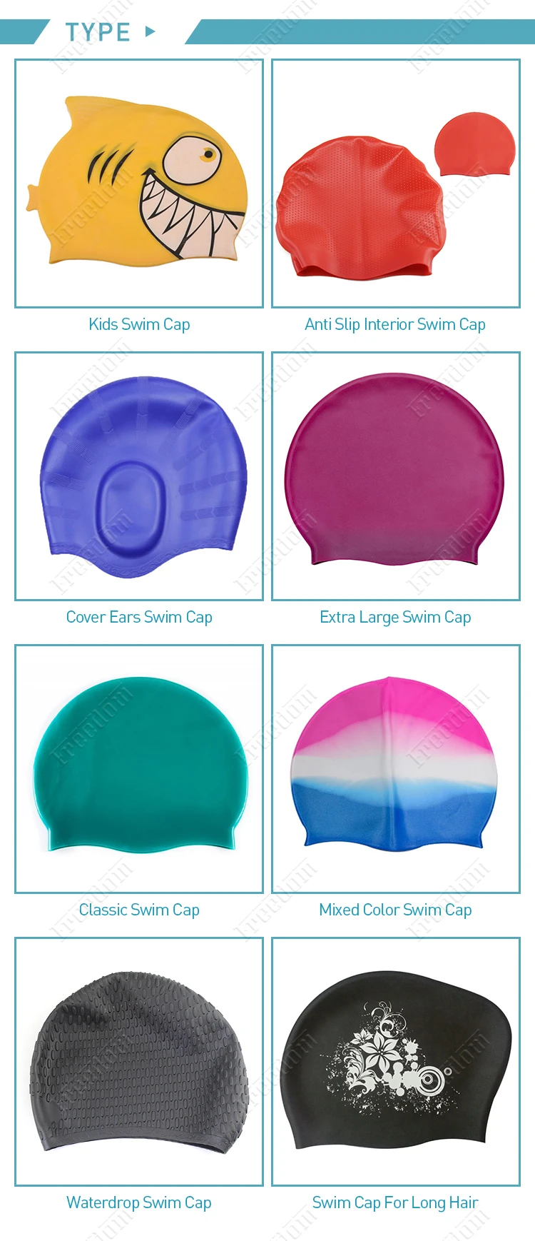 Oem Cover Ears Swim Cap Silicone Swimming Caps With Custom Logo Printed