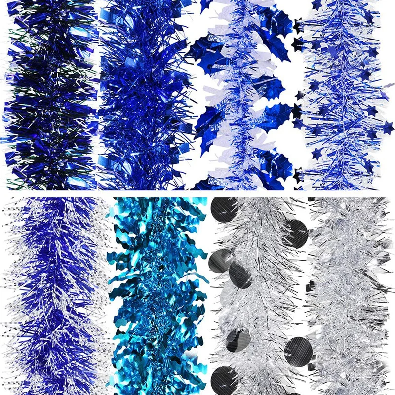 New Design Christmas Tinsel Decoration Snow Wired Garland Christmas