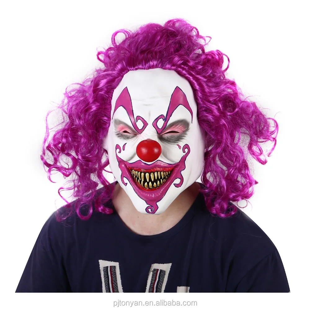 Halloween Scary Clown Costumes Mask With Hairs Demon Horror Snake ...