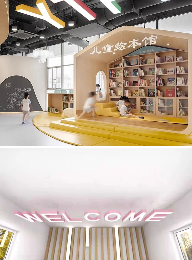 product modern style letter shaped led ceiling chandelier customized design for kindergarten studio library classroom-7